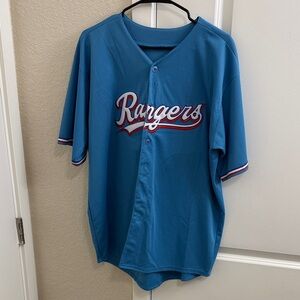 Rangers Blue Short Sleeve Baseball Jersey